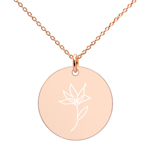 Engraved Silver Disc Necklace