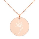 Engraved Silver Disc Necklace