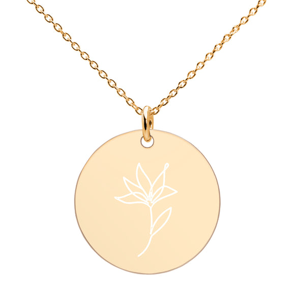 Engraved Silver Disc Necklace