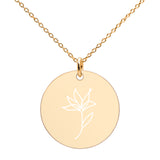 Engraved Silver Disc Necklace